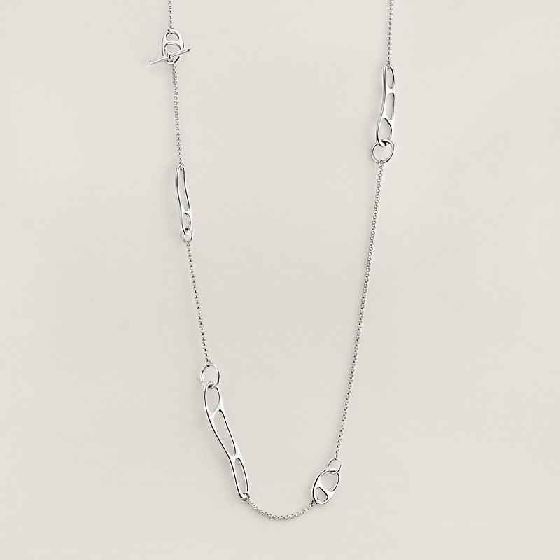 Chaine d'ancre Punk long necklace - Silver | Hermès USA